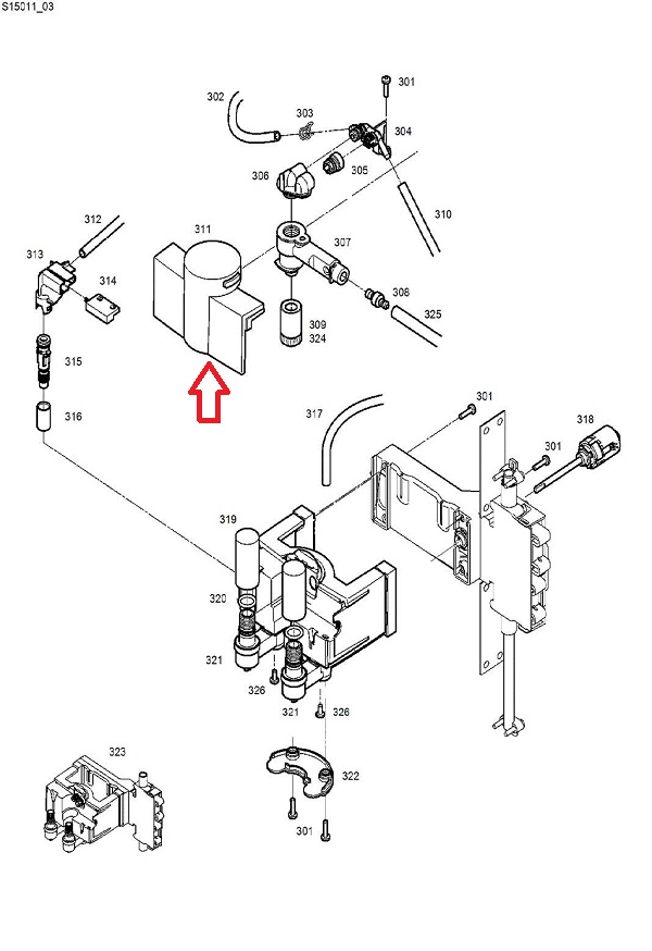 Jura Z8 Dispensing Spout Cover Diagram
